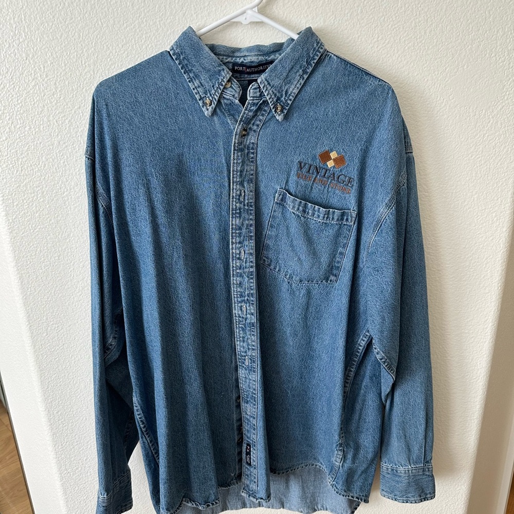 Port Authority Light Blue Denim Button-Up Shirt